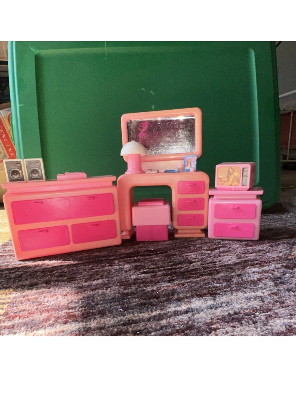 1980’s Barbie Pink Vintage Doll Vanity and Dresser Set